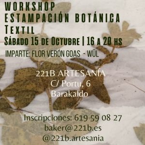 Taller de Estampación Botánica Textil 15 de Octubre 2022 – BARAKALDO (Bizkaia)
